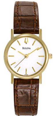 Bulova White Dial Brown Leather (Women's)