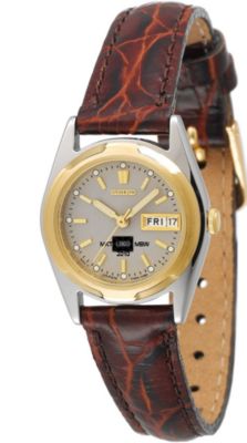 Seiko Silver SS Leather Band (Women's)