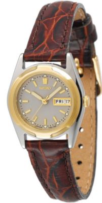 Seiko Silver SS Leather Band (Women's)