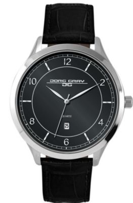 Jorg Gray Black Dial and Leather Strap (Men's)