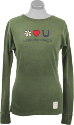 Planet Cowgirl Ladies Hippie Thermal Long Sleeve Tee Shirt