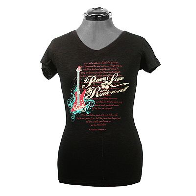 Planet Cowgirl Jr Fit  Peace Love & Rock-N-Roll Tee Shirt