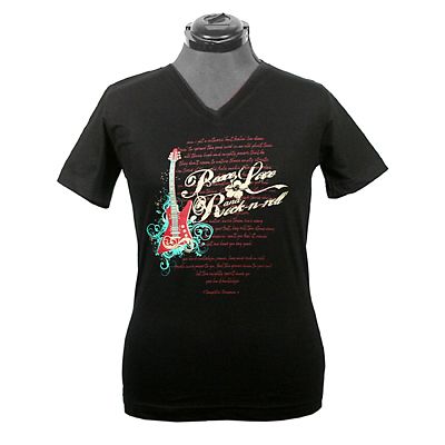 Planet Cowgirl Ladies Fit Peace Love & Rock-N-Roll Tee Shirt