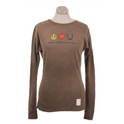 Planet Cowgirl Ladies Peace Love Horsiness Thermal Tee Shirt