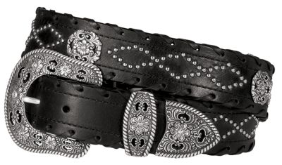 Ariat Women's Diamond Studded Three Piece English Belt with Concho
