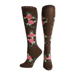 Ariat Ladies Coffee Roses Knee Socks Best Price