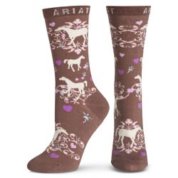 Ariat Ladies Taupe Horse Love Ankle Socks Best Price
