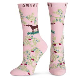 Ariat Ladies Pink Apple Orchard Ankle Socks Best Price