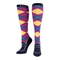 Ariat Ladies Navy Argyle Loafer Knee High Socks Best Price