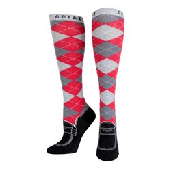 Ariat Ladies Grey Argyle Loafer Knee High Socks Best Price