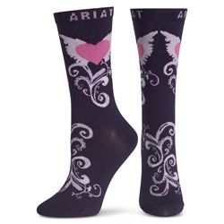 Ariat Ladies Navy Winged Heart Ankle Socks Best Price