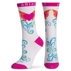 Ariat Ladies White Winged Heart Ankle Socks Best Price
