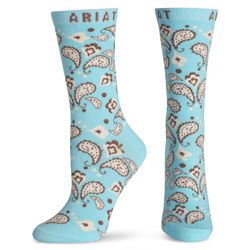 Ariat Ladies Aqua Fleur Paisley Ankle Socks Best Price