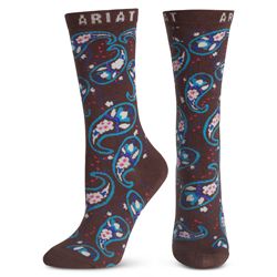 Ariat Ladies Brown Fleur Paisley Ankle Socks Best Price