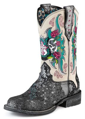 At Lds Rodeobaby Blk/Slv/Crm Relic Wstn Boot Best Price