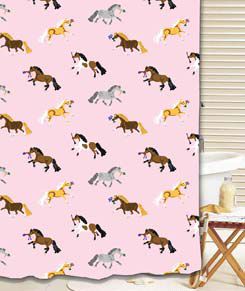 Hit the Hay Puff Pony Shower Curtain