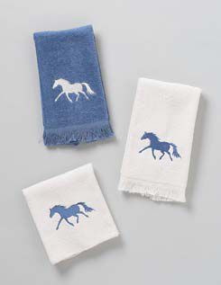 Hit the Hay Blue Horse Towels