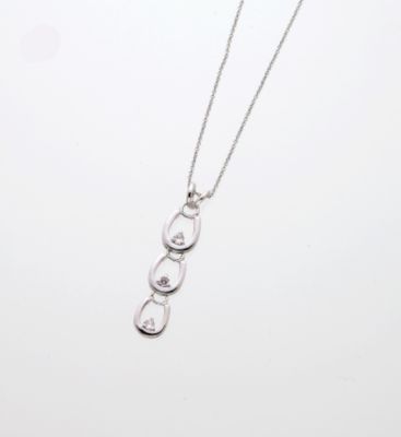 AWST Rhodium and CZ Three Horseshoe Necklace