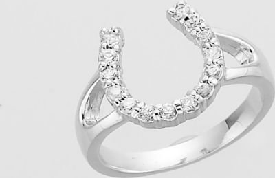 AWST Rhodium and Cubic Zirconium Horseshoe Ring