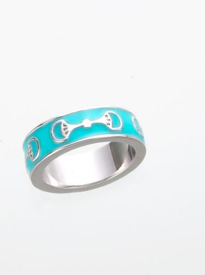AWST Rhodium and Enamel Snaffle Bit Ring Best Price
