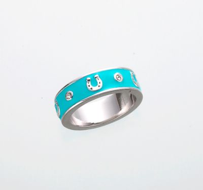 AWST Rhodium and Enamel Horseshoe Ring Best Price