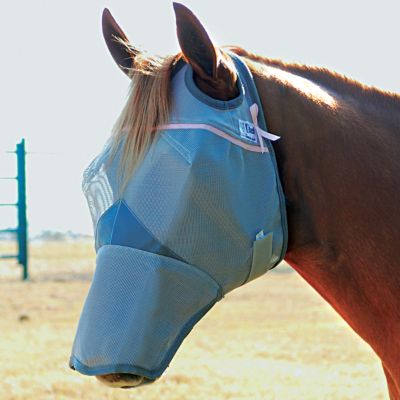 Cashel Crusader Fly Mask with Long Nose Pink Trim