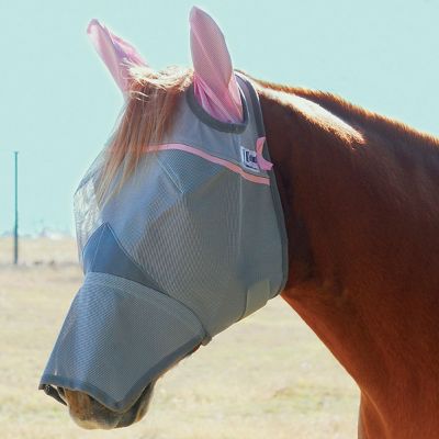 Cashel Crusader Fly Mask with Long Nose and Ears Pink Trim Best Price