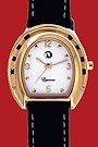 CCI Equinox Watch Horseshoe Gold Case White Face Black Band