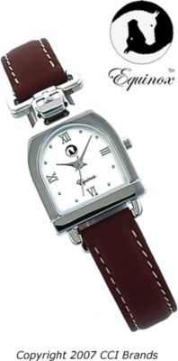 CCI Equinox Watch Stirrup Silver Case White Face with Tan Band