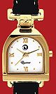 CCI Equinox Watch Stirrup Gold Case White Face Black Band