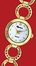 CCI Equinox Watch Horseshoe White Face Gold Band