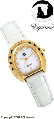 CCI Equinox Watch Gold Horseshoe White Face White Band