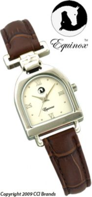 CCI Equinox Watch Silver Case Silver Face Dark Brown Band
