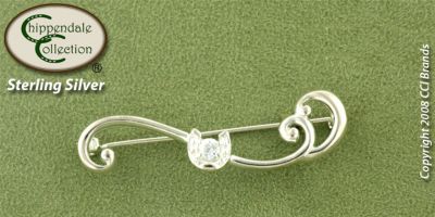 Chippendale Silver Curling Horse Shoe Stock Pin Best Price