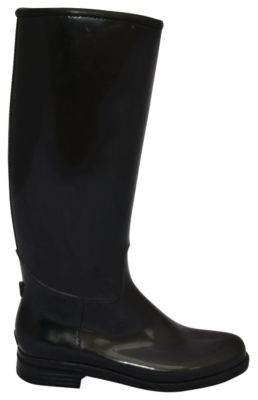 dav English Solid Black Rain Boots with Fleece Lining