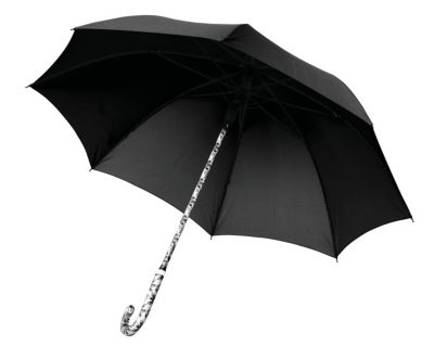 dav Black Sketchy Lace Printed Handle Umbrella