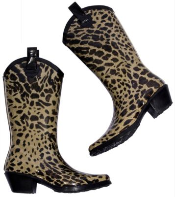 dav Ladies Western Black Leopard Cowboy Boots