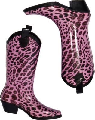 dav Ladies Western Pink Leopard Cowboy Boots