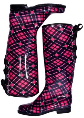 dav Ladies Pink Plaid Victoria Boots