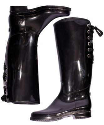 dav Ladies Solid Black Victoria Boots