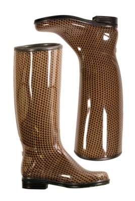 dav Ladies Black/Khaki English Houndstooth Rain Boots Best Price