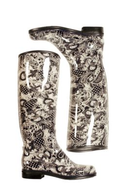 dav Ladies Black Paisley English Rain Boot Best Price