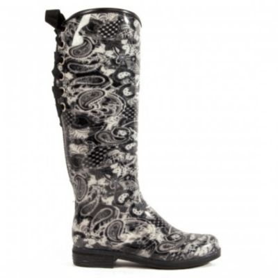 dav Ladies Black Paisley Victoria Rain Boots Best Price