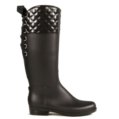 dav Ladies Black Quilted Victoria Rain Boots Best Price