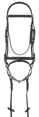 Camelot White Lined Dressage Bridle with Anti Slip Web Reins