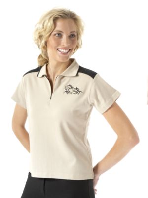 Ovation Ladies Tribal Horse Short Sleeve Zip Polo Shirt