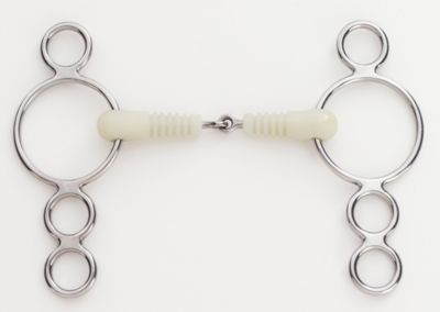 Happy Mouth Jointed Ribbed 3 Ring Gag Bit