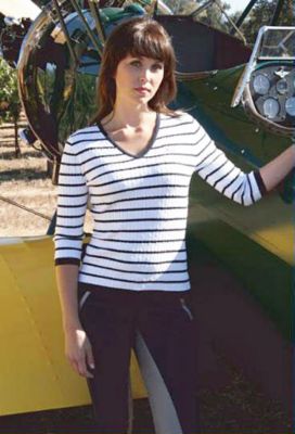 Goode Rider V Neck Cable Sweater