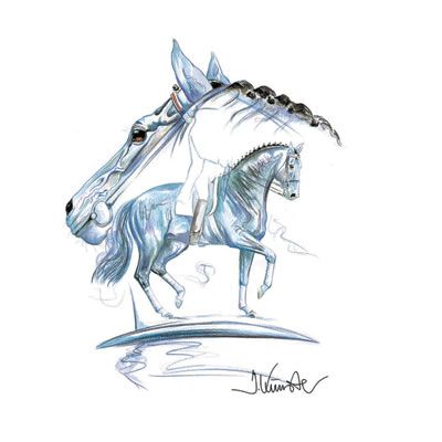 Blue Tango Dressage Art Print by Jan Kunster Best Price