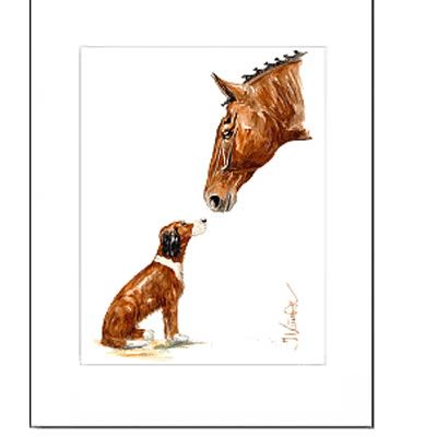 Friends Horse and Dog Art Print by Jan Kunster